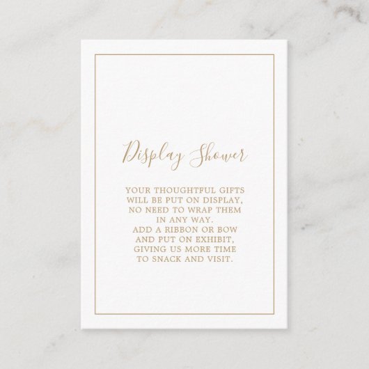 ミニマリスト ゴールド ディスプレイ シャワー エンクロージャーカード (正面)