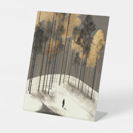 ミニマリスト ゴールド ブラックフォレスト スノーアート | 孤独な 台座サイン