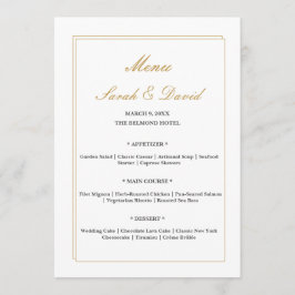 ミニマリスト ゴールド ボーダー ウェディング メニュー カード