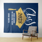 ミニマリスト ゴールド 卒業帽 スタイリッシュ スクリプト 卒業 タペストリー (インサイチュ(横))