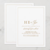 ミニマリスト ゴールド 男女どちらでもジェンダー・リベール・パーティー 招待状 (正面/裏面)