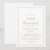 ミニマリスト ゴールド 50周年 結婚記念日 招待状 (正面/裏面)