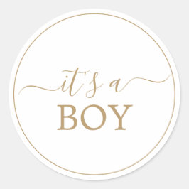 ミニマリスト ゴールド It's A Boy スティッカー ラウンドシール