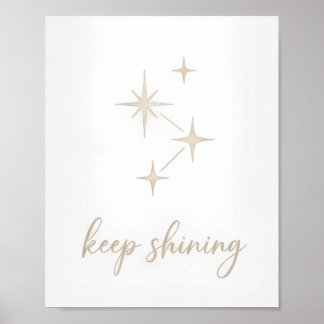 ミニマリスト ゴールド "Keep Shining" 星の星座 ポスター