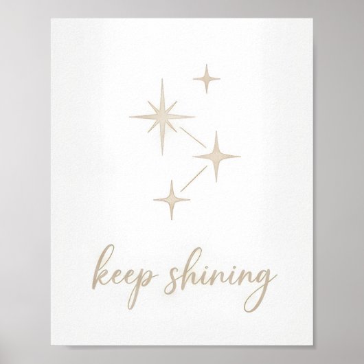 ミニマリスト ゴールド "Keep Shining" 星の星座 ポスター (正面)