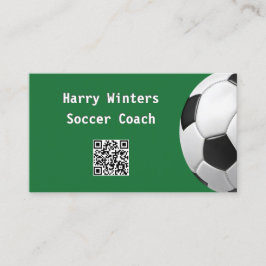 ミニマリスト サッカーボール グリーン QRコード サッカーコーチ 名刺
