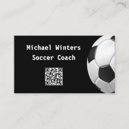ミニマリスト サッカーボール ブラック QRコード サッカー コーチ 名刺