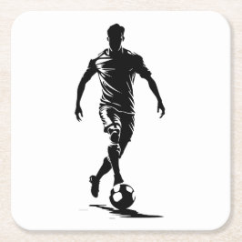 ミニマリスト サッカー選手 シルエット アート コースター