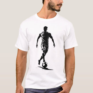 ミニマリスト サッカー選手 シルエット アート Tシャツ