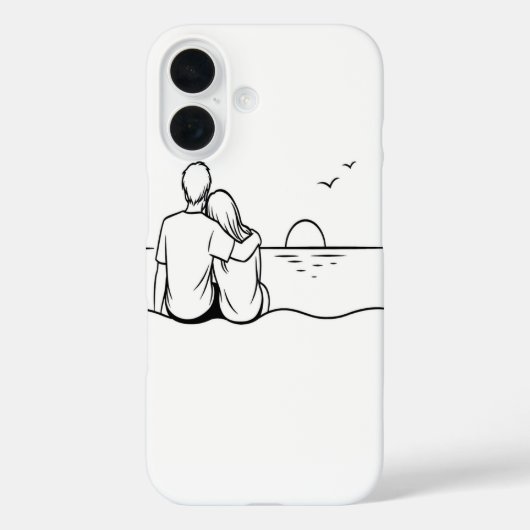 ミニマリスト サンセット モーメント ラインアート Case-Mate iPhoneケース (裏面)