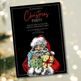 ミニマリスト サンタ クリスマス パーティー 招待状, クリスマス 招待状