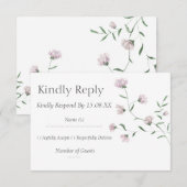 ミニマリスト・サーモンピンクの花柄・上品な結婚式RSVPカード 出欠カード (正面/裏面)