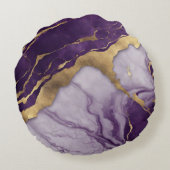 ミニマリスト シックな新生児 女の子 紫 マーブル ラウンドクッション (裏面)