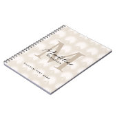 ミニマリスト シック ベージュ アナハウの葉のスクリプト モノグラム ノートブック (左側)