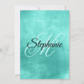 ミニマリスト シャイニー ターコイズ フォイル バースデー 招待状 (裏面)