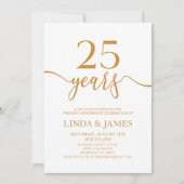 ミニマリスト シャンパン 25周年 結婚記念日 招待状 (正面)