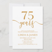 ミニマリスト シャンパン 75周年 結婚記念日 招待状 (正面)