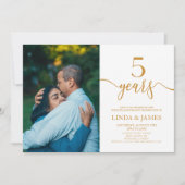 ミニマリスト・シャンパ結婚ニュ5周年 招待状 (正面)