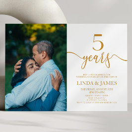 ミニマリスト・シャンパ結婚ニュ5周年 招待状