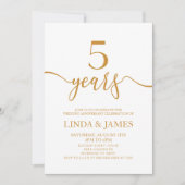 ミニマリスト・シャンパ結婚ニュ5周年 招待状 (正面)