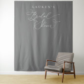 ミニマリスト シルバーグレー ブライダルシャワー フォト バックドロップ タペストリー (インサイチュ)