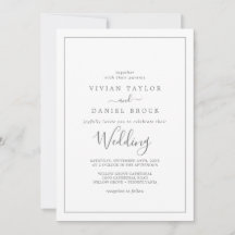 ミニマリスト・シルバー結婚式招待状