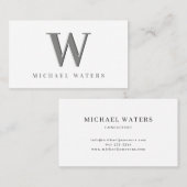 ミニマリスト・シルバー・モノグラム・ロゴ・エンボス効果ブー 名刺 (正面/裏面)