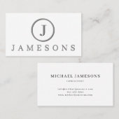 ミニマリスト・シルバー・モノグラム・ロゴ・エンボス効果ブー 名刺 (正面/裏面)