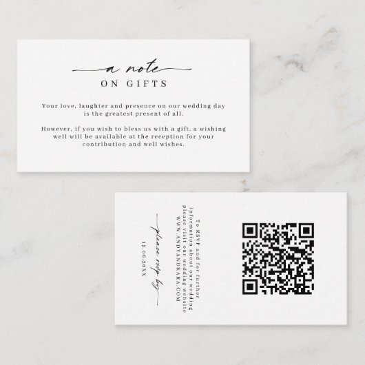 ミニマリスト シンプル ウィッシング ウェル & RSVP エンクロージャーカード (正面/裏面)