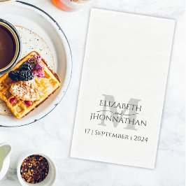 ミニマリスト シンプル グレー モノグラム 名前 日付 結婚式