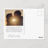 ミニマリスト シンプル スクリプト ハート ウェディング タイプライター ポストカード (裏面)