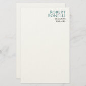 ミニマリスト シンプル ブルー & ホワイト モダン あなたの名前 便箋 (正面/裏面)