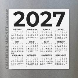 ミニマリスト シンプル ベーシック 2027 マグネットカレンダー