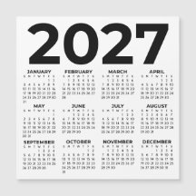 ミニマリスト シンプル ベーシック 2027 マグネットカレンダー