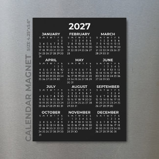 ミニマリスト シンプル ホワイト 2027 マグネットカレンダー