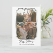 ミニマリスト シンプル ボウ ブラック＆ホワイト ファミリー フォト シーズンカード (スタンド正面)