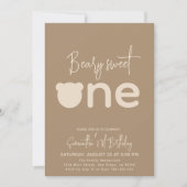 ミニマリスト シンプル モダン リトルベア 1歳の誕生日 招待状 (正面)