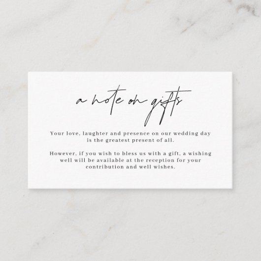 ミニマリスト シンプル 願い事カード ギフトについて エンクロージャーカード (正面)