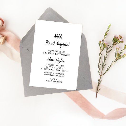 ミニマリスト シーハッ！サプライズ！退職パーティー 招待状