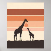 ミニマリスト ジャングル キリン アート ポスター (正面)