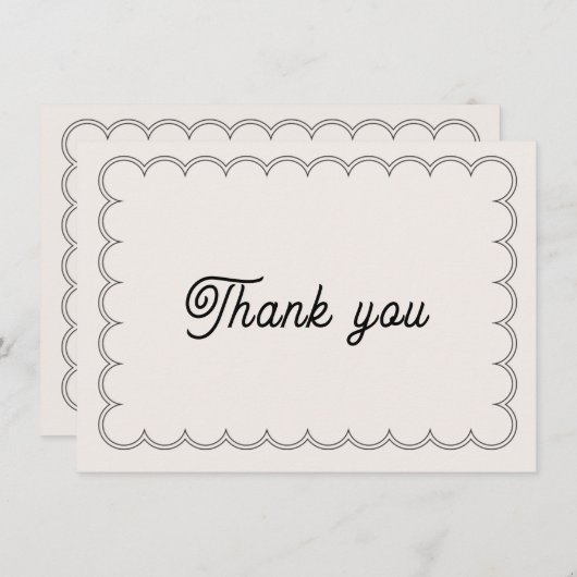 ミニマリスト スカロップエッジ ありがとうカード サンキューカード (正面/裏面)