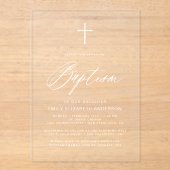 ミニマリスト・スクリプト白バプテスマ アクリル招待状 (正面)