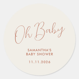 ミニマリスト・スクリプト アイボリー Oh Baby ラウンドシール