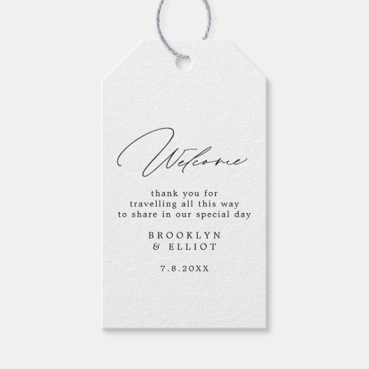 ミニマリスト スクリプト ウェディング ホテル ウェルカム ギフトタグ (正面)