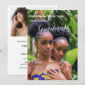 ミニマリスト スクリプト ダブル 卒業パーティー 招待状 (正面/裏面)