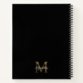 ミニマリスト スクリプト メタリック ブラック ゴールド モノグラム ノートブック (裏面)