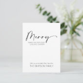 ミニマリスト・スクリプト・メリークリスマス シーズンポストカード (スタンド正面)