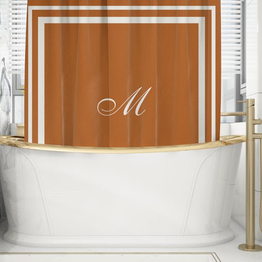 ミニマリスト・スクリプト・モノグラム |燃えたオレンジ色のキング シャワーカーテン