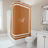 ミニマリスト・スクリプト・モノグラム |燃えたオレンジ色のキング シャワーカーテン (インサイチュ)