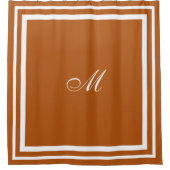 ミニマリスト・スクリプト・モノグラム |燃えたオレンジ色のキング シャワーカーテン (正面)